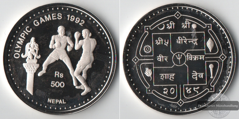  Nepal  500 Rupie  1992  Olympic Games - Boxers   FM-Frankfurt  Feingewichrt: 29,11g   