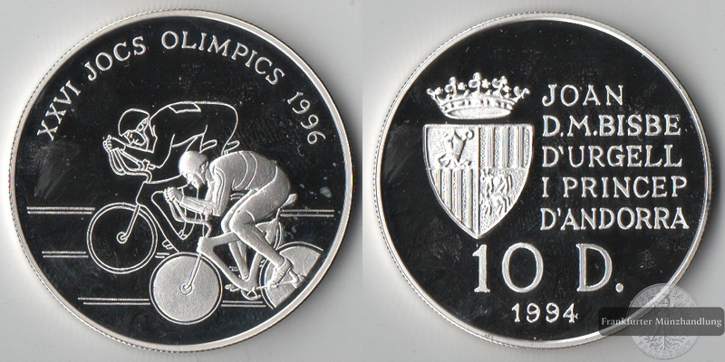  Andorra  10 Diners  1994   Olympic Games 1996    FM-Frankfurt  Feinsilber: 29,11g   