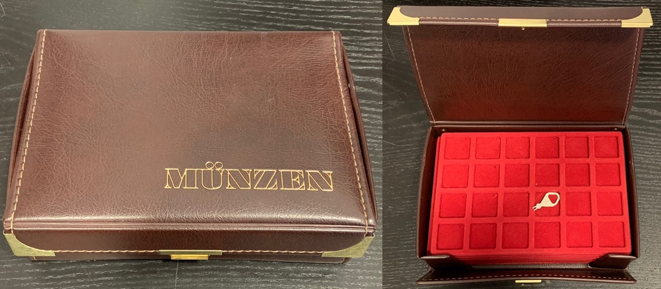  Münzbox aus Lederimitat für 5 x 24 Münzen, gebraucht   