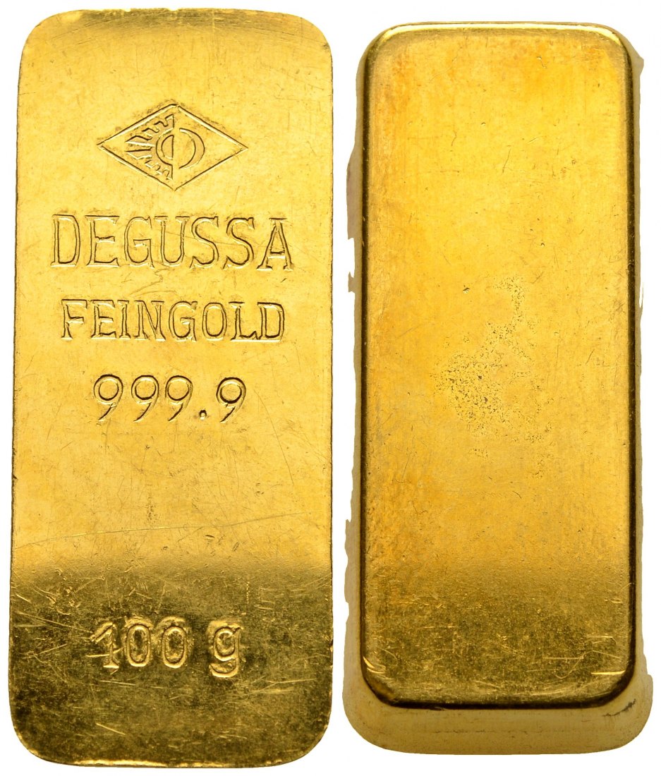 PEUS 2859 BRD 100 g Feingold. Degussa Barren GOLD 100 g o.J. Kl. Kratzer, Vorzüglich