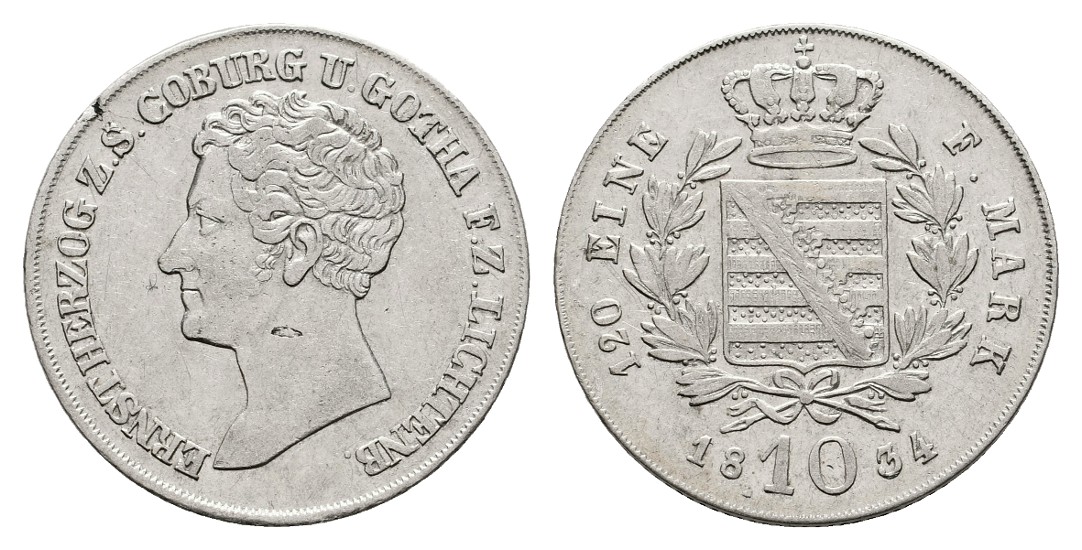  Linnartz Sachsen-Coburg-Gotha Ernst 10 Kreuzer 1834 Rdf. ss   