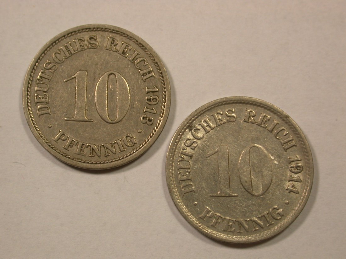  Hot-Lot KR  2 x 10 Pfennig 1913+1914 besser  Orginalbilder   