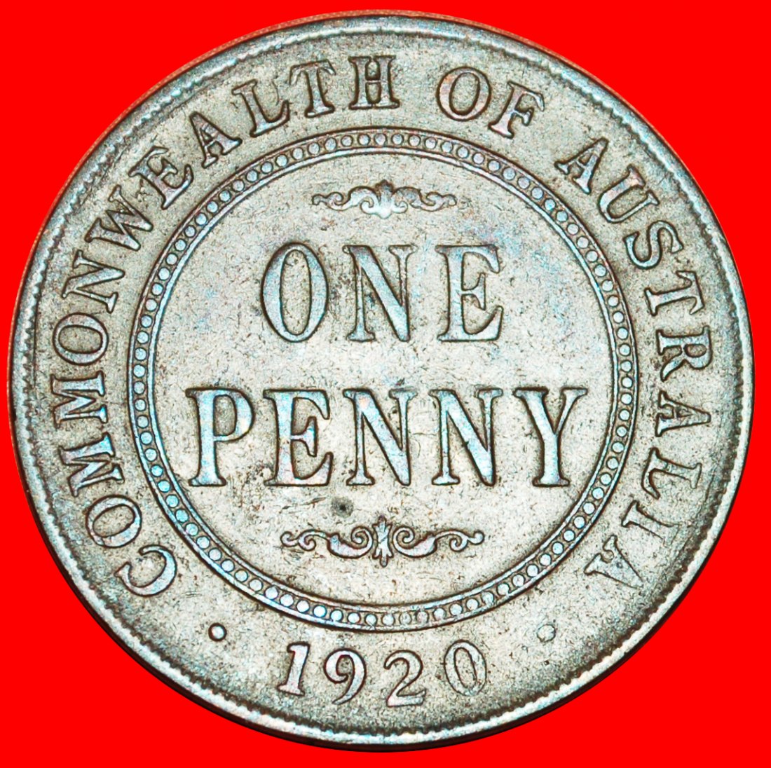  + INDIEN/INDIEN STEMPEL: AUSTRALIEN ★ 1 PENNY 1920! Georg V. (1911-1936) OHNE VORBEHALT!   