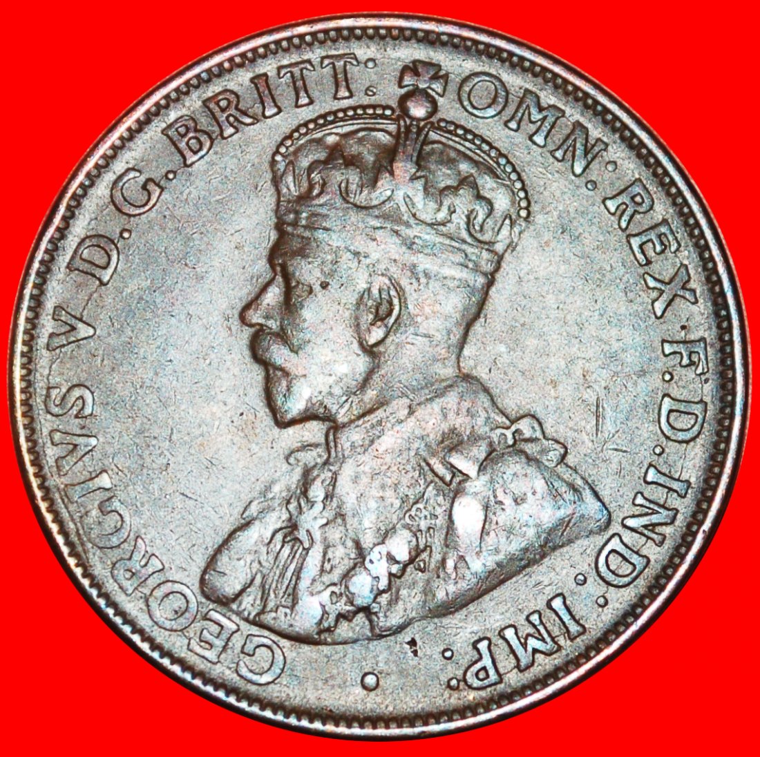  + INDIEN/INDIEN STEMPEL: AUSTRALIEN ★ 1 PENNY 1920! Georg V. (1911-1936) OHNE VORBEHALT!   