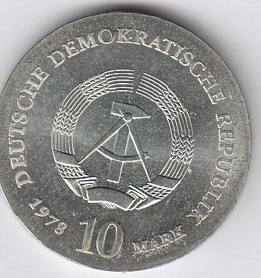 T2 - DDR 10 Mark 1978 Justus Liebig Stempelglanz mit natürlicher Patina