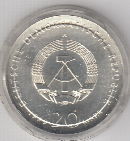 T6 - DDR 20 Mark 1989 Thomas Münzer Stempelglanz mit natürlicher Patina