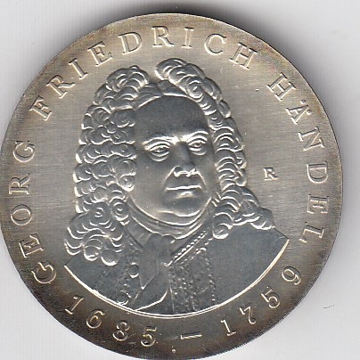 T7 - DDR 20 Mark 1984 Friedrich Händel PP mit natürlicher Patina