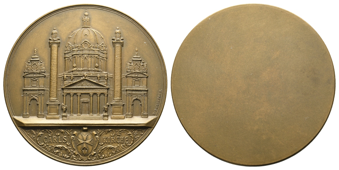  Carls Kirche, Bronzemedaille o.J.; 58,27 g, Ø 56 mm   