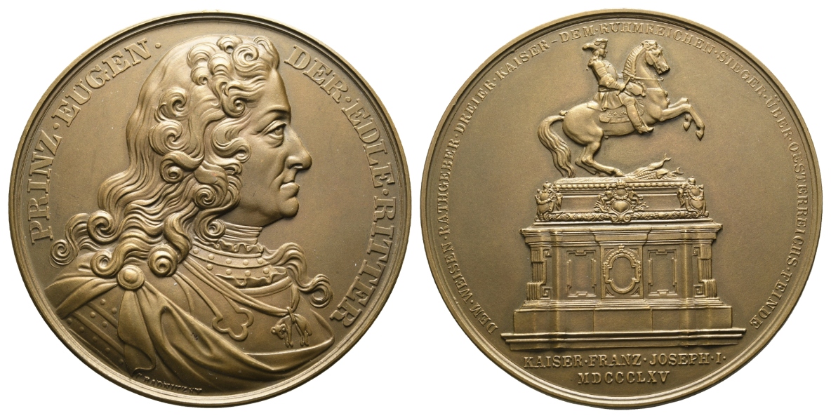  Österreich - Haus Habsburg, Bronzemedaille 1865; 84,34 g, Ø 60 mm   