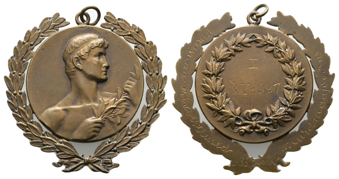  Bronzemedaille 1927, tragbar; 37,99 g, Ø 55/40 mm   