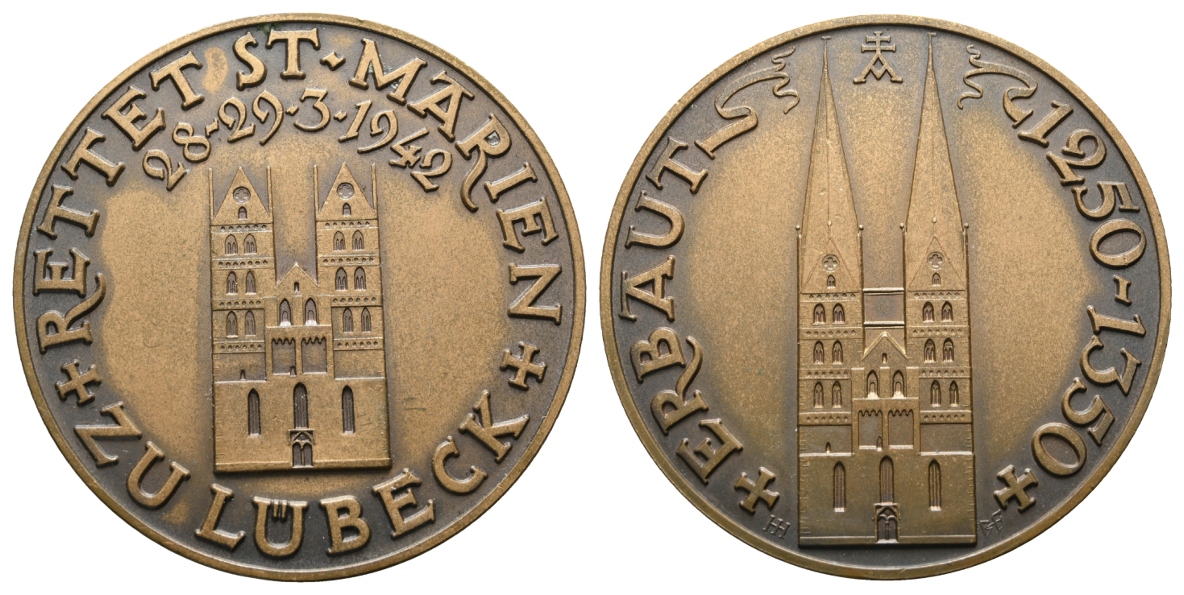  Lübeck; Bronzemedaille 1942; 96,20 g, Ø 60 mm   