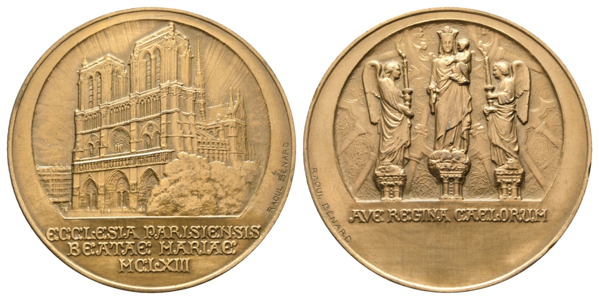  Frankreich, Notre-Dame Cathedral; Bronzemedaille 1863; 71,32 g, Ø 55 mm   
