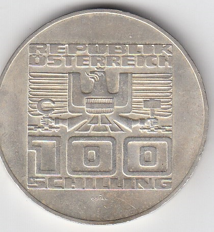 t32 Österreich 100 Schilling 1978 - 100 Jahre Villach -Silber Stempelglanz !!!