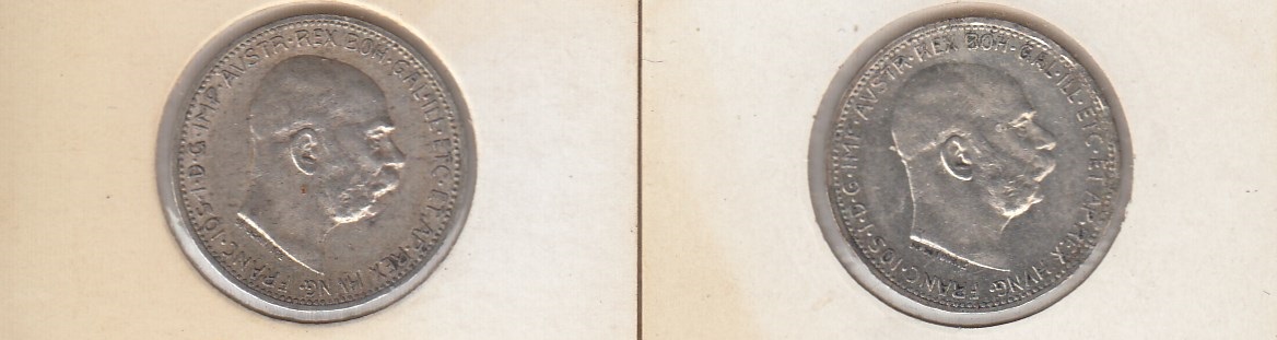 t34 Österreich 1 Krone 1903 und 1913 - Silber