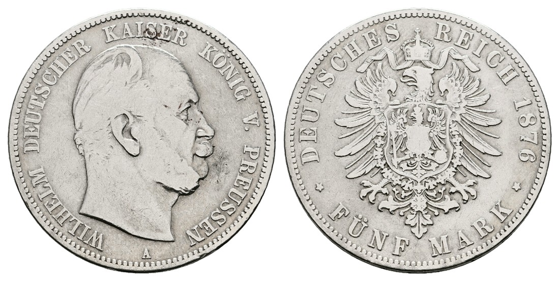  Linnartz KAISERREICH Preussen Wilhelm I. 5 Mark 1876 A ss   