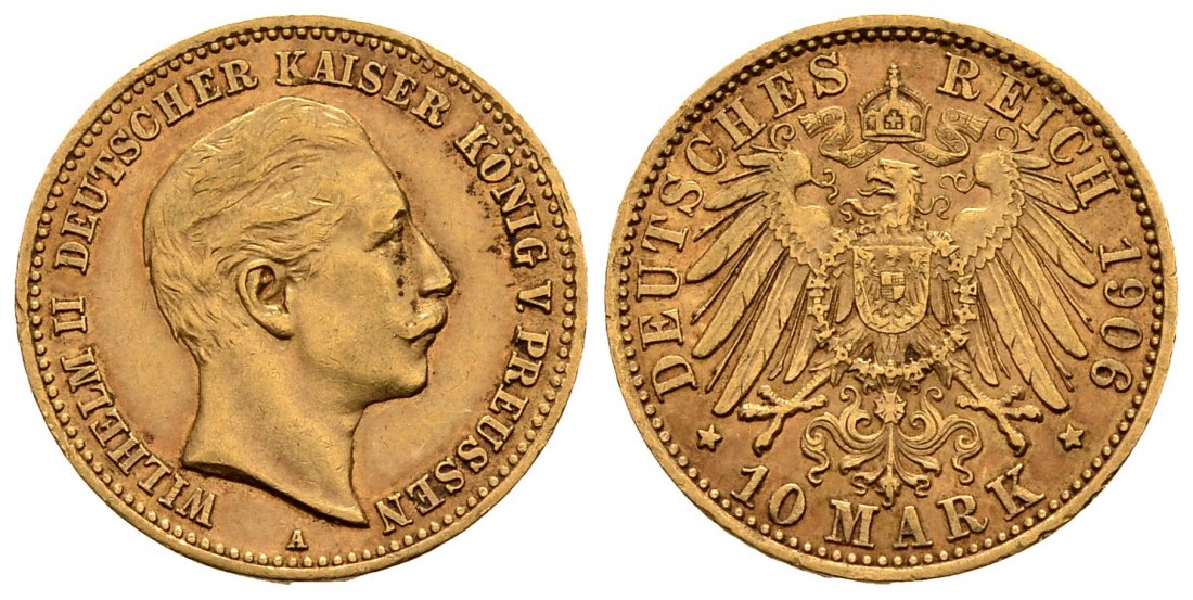 PEUS 2893 Preußen - Kaiserreich 3,58 g Feingold. Wilhelm II. (1888 - 1918) 10 Mark GOLD 1906 A Sehr schön