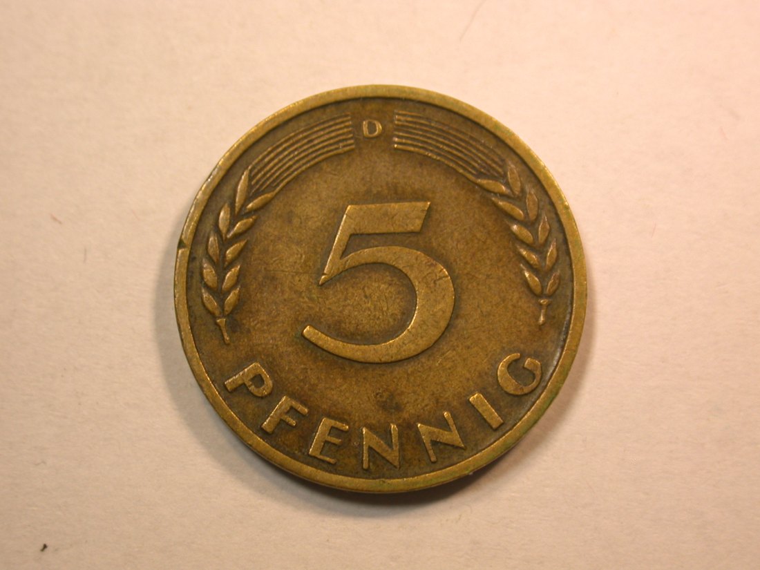  D05  BRD  5 Pfennig 1949 D in ss  Orginalbilder   