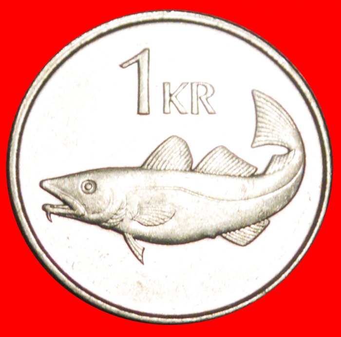  + GREAT BRITAIN FISH (1989-2011): ICELAND ★ 1 KRONE 1989 MINT LUSTER! LOW START ★ NO RESERVE!   
