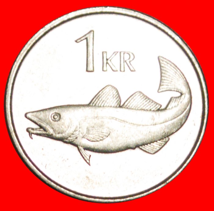 + GREAT BRITAIN FISH (1989-2011): ICELAND ★ 1 KRONE 1989 MINT LUSTER! LOW START ★ NO RESERVE!