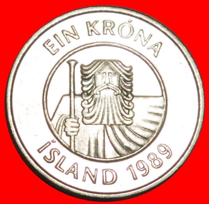  + GROSSBRITANNIEN FISCH (1989-2011): ISLAND ★ 1 KRONA 1989 VZGL STEMPELGLANZ! OHNE VORBEHALT!   