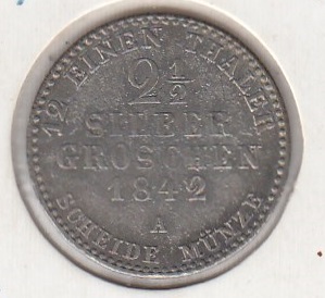 T119 Altdeutschland - Preußen 2 1/2 Groschen 1842 A vorzüglich - Top Erhaltung natürl. Patina