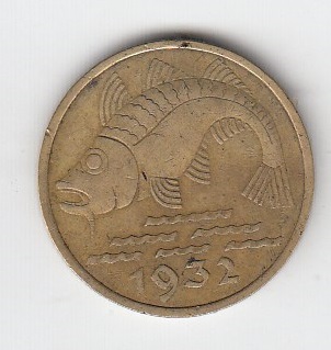 T120 Danzig 10 Pfennig 1932 vz - Top Erhaltung natürl. Patina