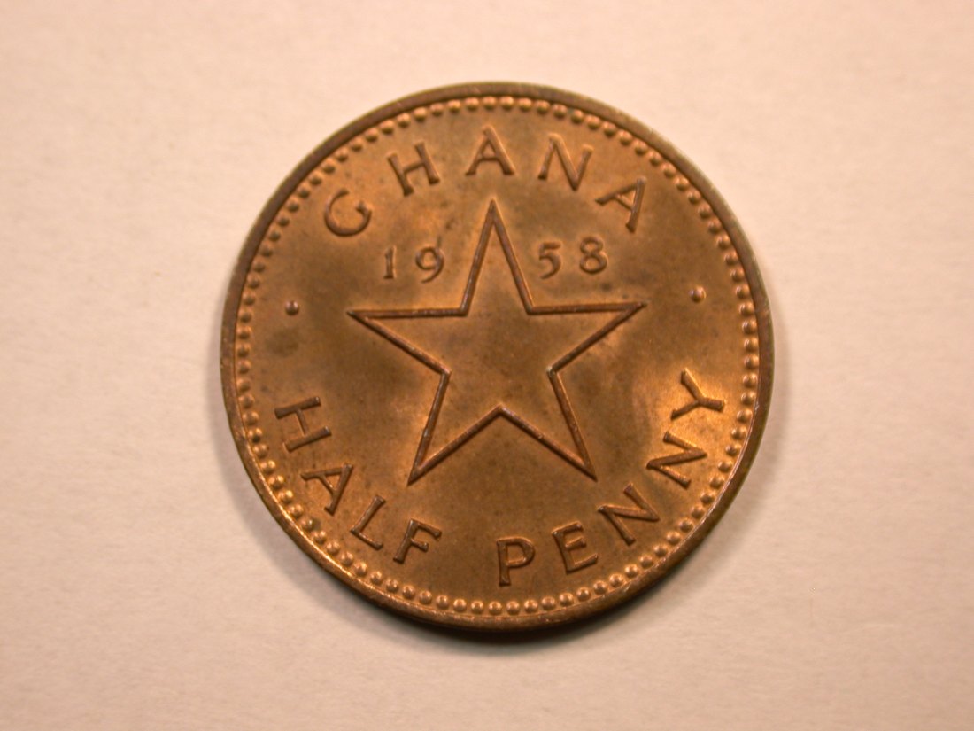  D06  Ghana  1/2 Penny 1958 in f.st  Orginalbilder   