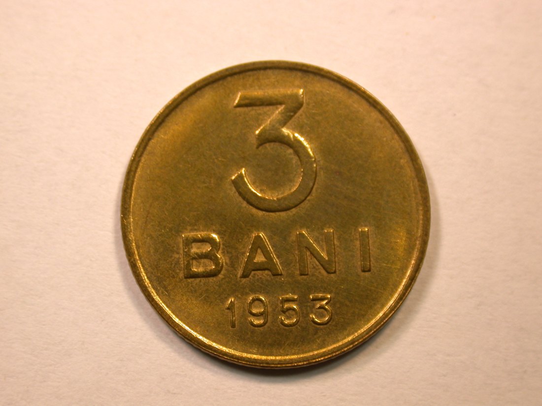  D06  Rumänien  3 Bani 1953 in vz/vz-st  Orginalbilder   