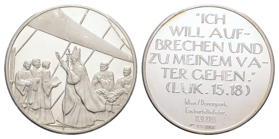  Linnartz Wien, Johannes Paul II., Silbermedaille 1983, 36 mm, 19,78/925, PP   