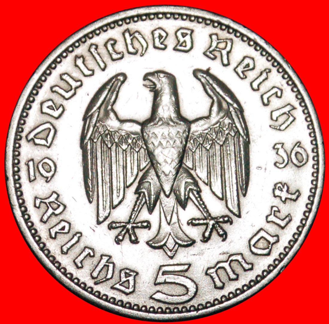 2962490 + HINDENBURG (18471934) DEUTSCHLAND ★ 5 REICHSMARK 1936J! SILBER