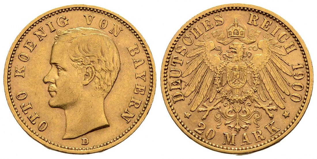 PEUS 2904 Bayern - Kaiserreich 7,16 g Feingold. Otto (1886 - 1913) 20 Mark GOLD 1900 D Sehr schön