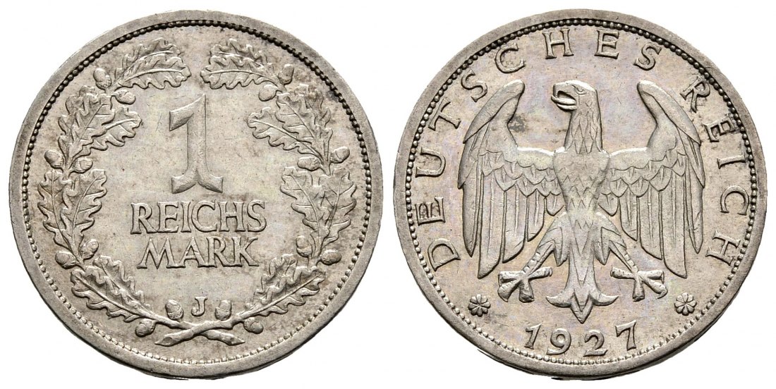 PEUS 2916 Weimarer Republik  1 Reichsmark 1927 J Sehr schön