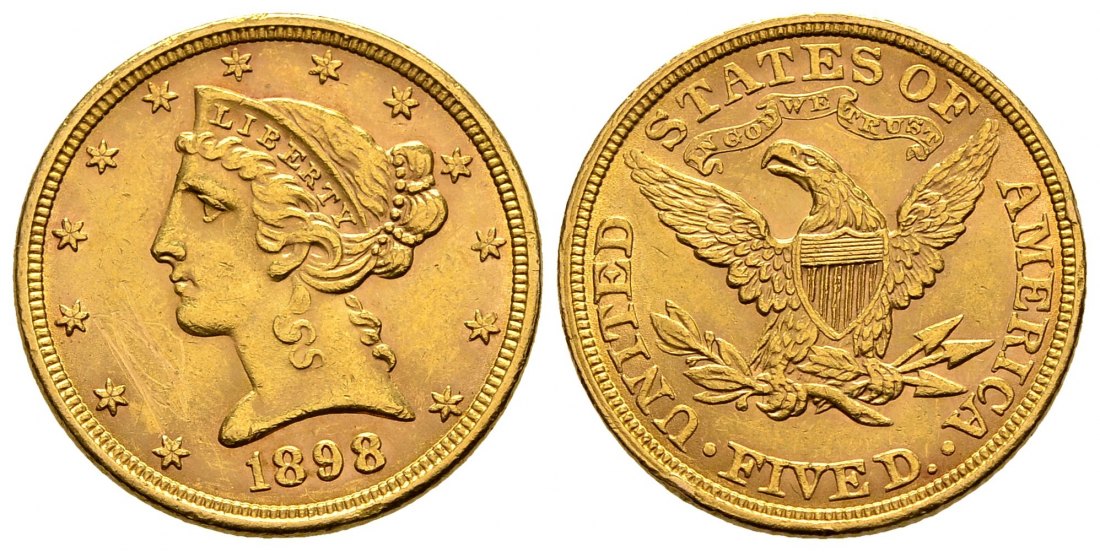 PEUS 2943 USA 15,05 g Feingold. Coronet Head 10 Dollars GOLD 1898 Kratzer, Sehr schön