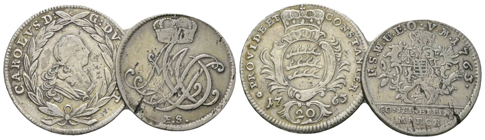  Altdeutschland, 2 Kleinmünzen 1763/1763   