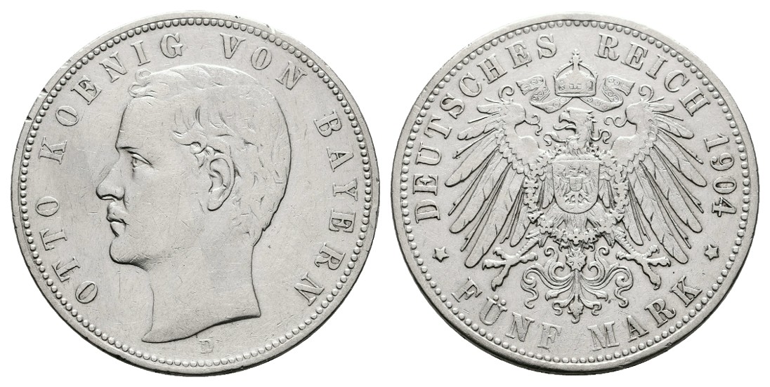  Linnartz KAISERREICH Bayern Otto 5 Mark 1904 D ss   
