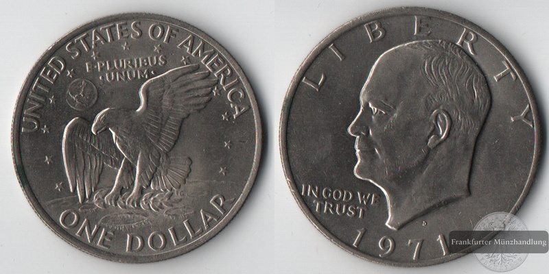  USA  1 Dollar  1971   Eisenhower Dollar    FM-Frankfurt  Feinsilber: 9,84g   