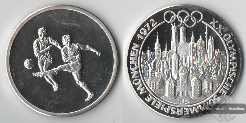  Deutschland  Medaille  Olympischen Sommerspiele 1972 in München  FM-Frankfurt   Feinsilber: 15g   