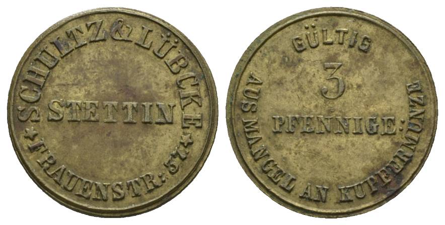  Stettin, 3 Pfennige, Marke o.J.; Ø 23 mm   