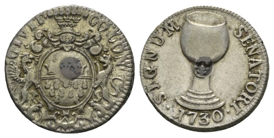  Köln, Kleinmünze 1730; 5,51 g, Ø 20 mm   