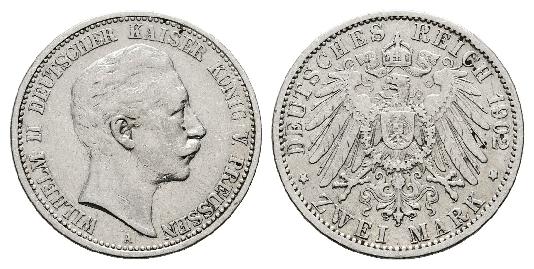 Linnartz KAISERREICH Preussen Wilhelm II. 2 Mark 1902 ss   