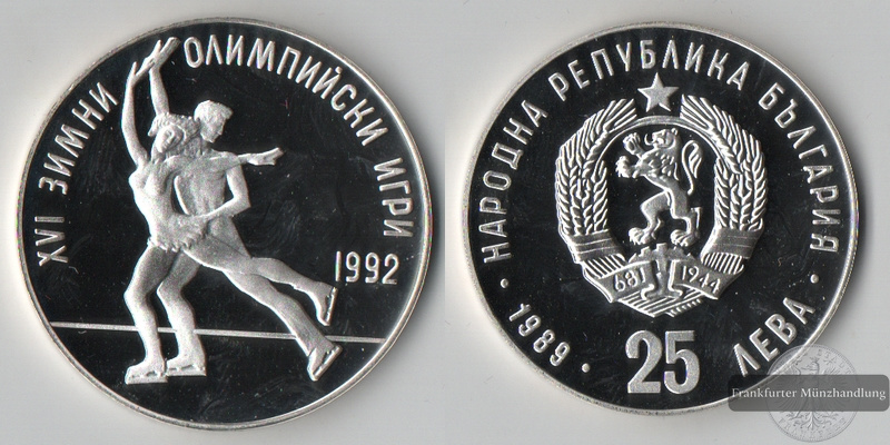  Bulgarien  25 Leva  1989  Olympische Spiele 1992    FM-Frankfurt  Feingewicht: 21,63g   