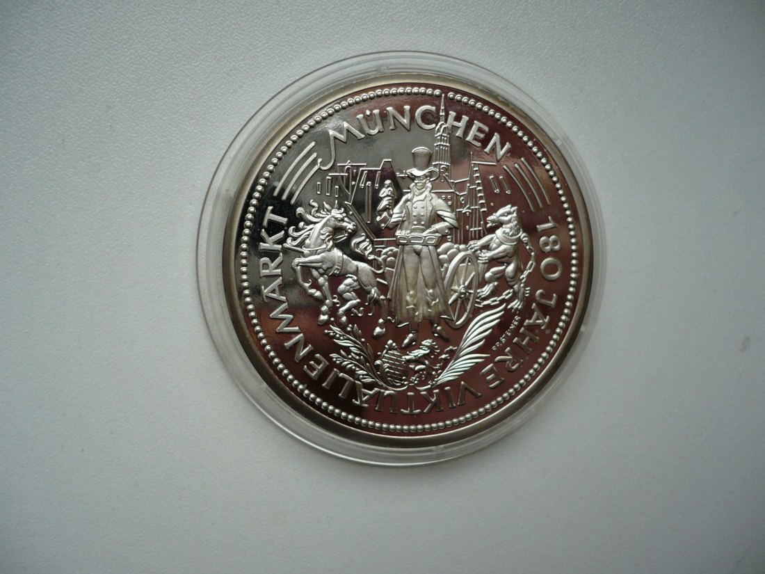 Münchner Silbermedaille,180 Jahre Viktualienmarkt München 999,9er Feinsilber 50 g