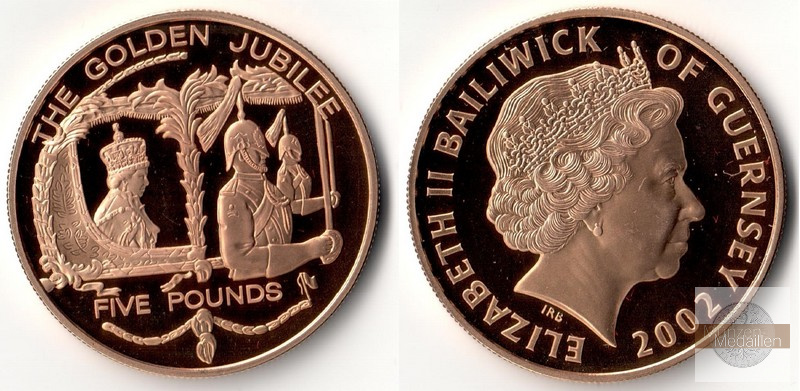 Grossbritannien  5 Pounds  2002 MM-Frankfurt Feingold: 36,61g Goldenes Jubiläum  