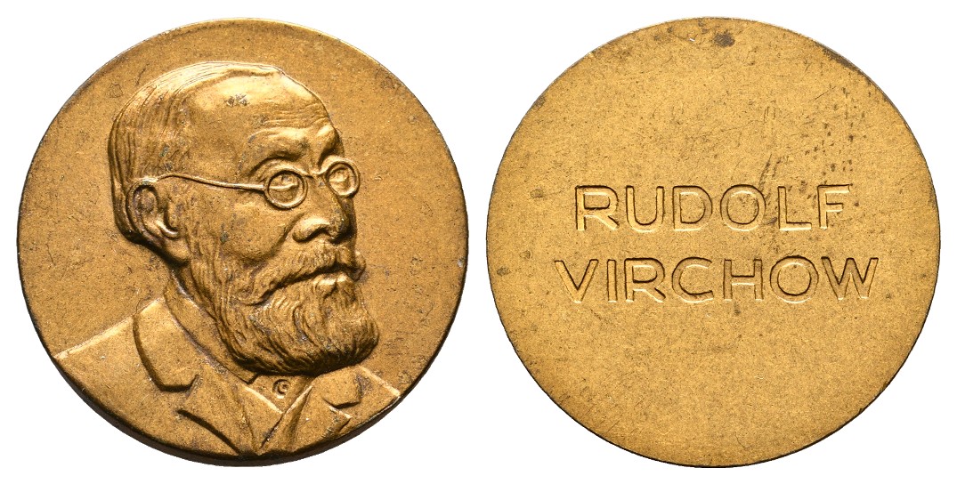  Linnartz Medicina in nummis Bronzemedaille o.J. Rudolf Virchow vz-stgl Gewicht: 14,1g   