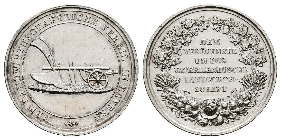  Linnartz Bayern silberne Preismedaille (ca.1870) Landwirtschaftlicher Verein Gewicht: 18,5g   