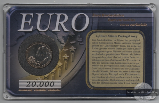  Portugal  2,50 Euro (Gedenkmünze) 2014  FM-Frankfurt   