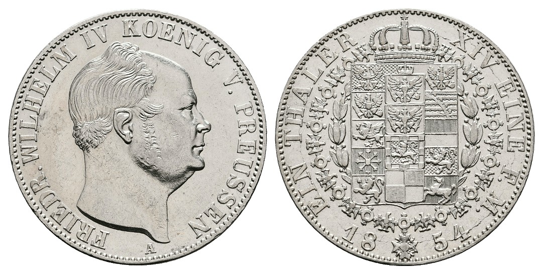  Linnartz Preussen Friedrich Wilhelm IV. Taler 1854 A ss-vz   