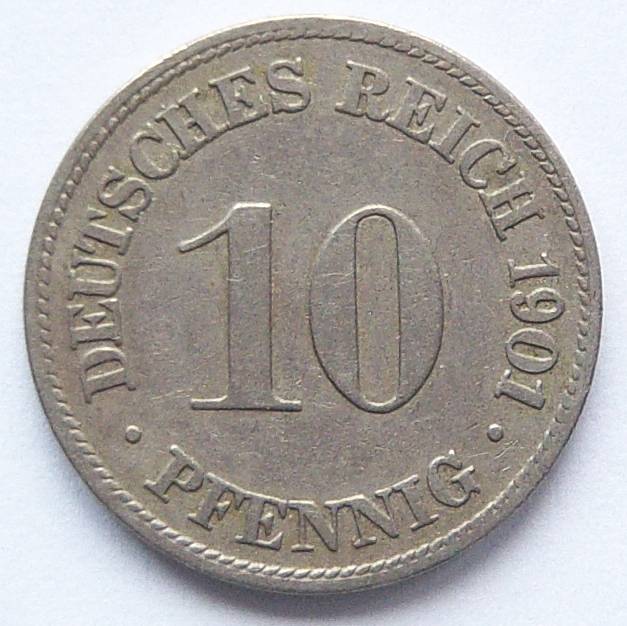  Deutsches Reich 10 Pfennig 1901 D   