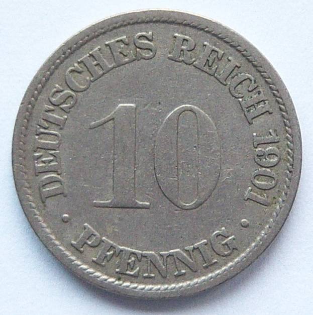  Deutsches Reich 10 Pfennig 1901 F   