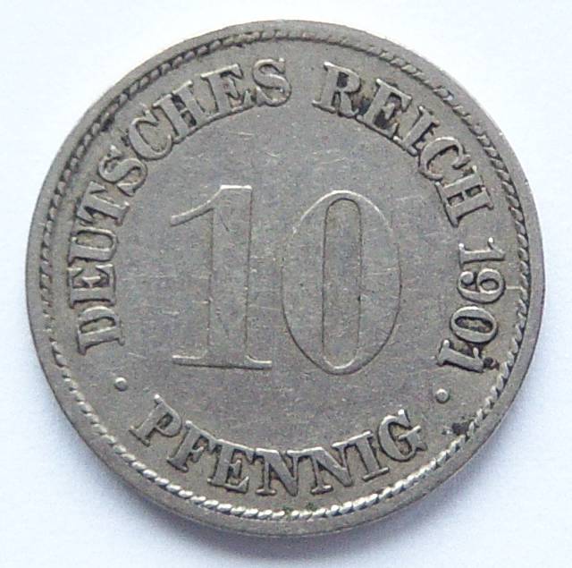  Deutsches Reich 10 Pfennig 1901 G   